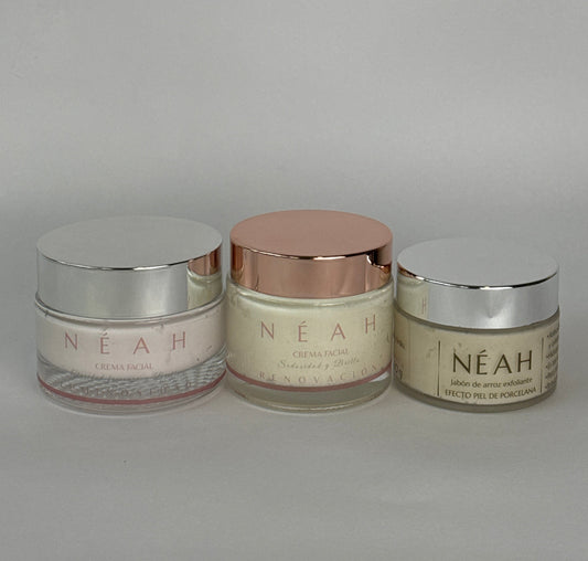 Disfruta los tres esenciales de NÉAH y permite que tu piel experimente la nutrición, renovación y luminosidad que merece. Lleva los tres por mejor precio.